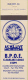 Matchbook Cover - Matchbook Cover Elks Club Clearlake Highlands CA