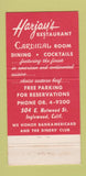 Matchbook Cover - Harjay's Restaurant Inglewood CA 30 Strike
