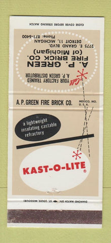 Matchbook Cover - AP Green Fire Brick Detroit MI Kast O Lite 30 Strike