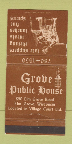 Matchbook Cover - Grove Public House Elm Grove WI WEAR 30 Strike