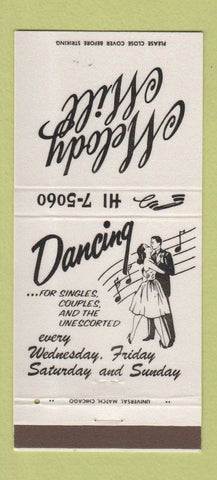 Matchbook Cover - Melody Mill Dancing Ivy Nod Room North Riverside IL 30 Strike