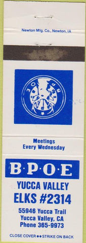 Matchbook Cover - Matchbook Cover Elks Club Yucca Valley CA