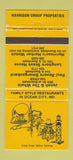 Matchbook Cover - Harris Group Restaurants Ocean City MD 30 Strike