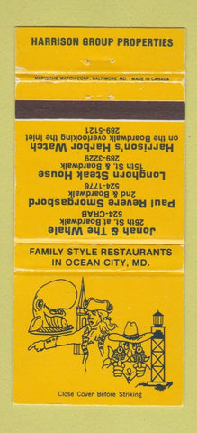 Matchbook Cover - Harris Group Restaurants Ocean City MD 30 Strike