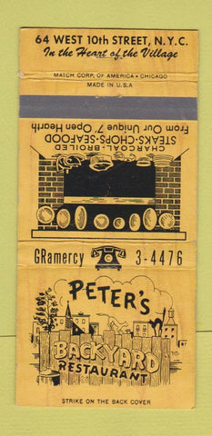 Matchbook Cover - Pete's Backyard Restaurant New York City 30 Strike