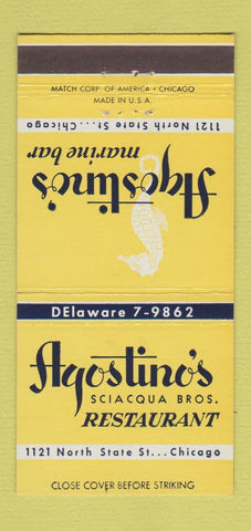 Matchbook Cover - Agostino's Restaurant Chicago IL Sciacqua Bros 30 Strike