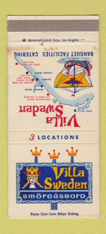 Matchbook Cover - Villa Sweden Huntington Beach Corona Del Mar CA 30 Strike