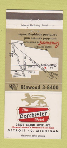 Matchbook Cover - Dorchester Motel Detroit MI 30 Strike