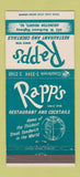 Matchbook Cover - Rapp's Restaurant Arlington Heights IL 30 Strike