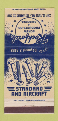 Matchbook Cover - Rockford Screw Products Los Angeles CA 30 Strike