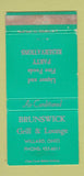 Matchbook Cover - Brunswick Grill Lounge Willard OH WEAR TEAL 30 Strike