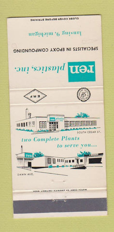 Matchbook Cover - Ren Plastics Lasning MI 30 Strike