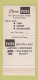 Matchbook Cover - Ren Plastics Lasning MI 30 Strike