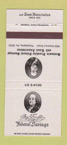 Matchbook Cover - Ben Franklin Federal Savings Philadelphia PA 30 Strike