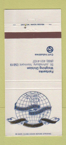 Matchbook Cover - Fairbanks Weighing Division St Johnsbury VT 30 Strike