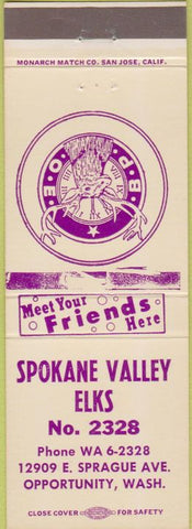 Matchbook Cover - Matchbook Cover Elks Club Opportunity WA