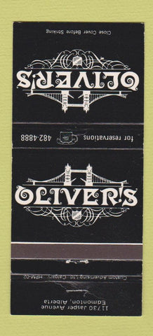 Matchbook Cover - Oliver's Edmonton AB restaurant 30 Strike