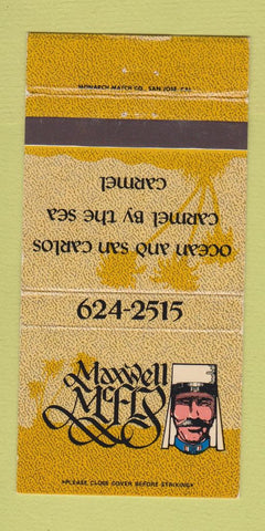 Matchbook Cover - Maxwell McFly Carmel by the Sea CA 30 Strike