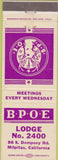 Matchbook Cover - Matchbook Cover Elks Club Milpitas CA