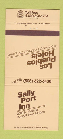Matchbook Cover - Los Pueblos Hotels Sally Port Inn Roswell NM 30 Strike