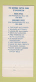 Matchbook Cover - National Capital Bank of Washington DC 1978 30 Strike