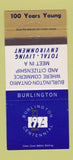 Matchbook Cover - Burlington Centennial ON 1973 WEAR 30 Strike