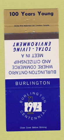 Matchbook Cover - Burlington Centennial ON 1973 WEAR 30 Strike