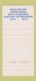 Matchbook Cover - Burlington Centennial ON 1973 WEAR 30 Strike