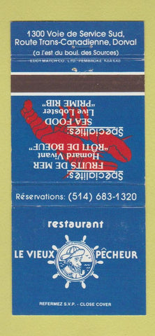 Matchbook Cover - Le Vieux Pecheur Dorval QC 30 Strike