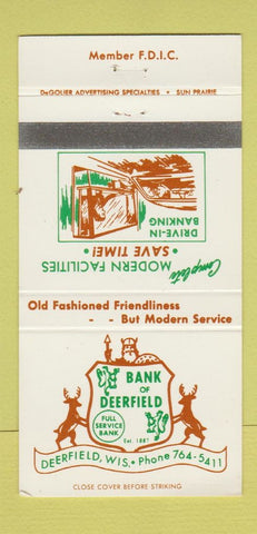 Matchbook Cover - Bank of Deerfield WI 30 Strike