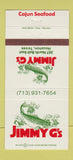 Matchbook Cover - Jimmy G's Houston TX Cajun Seafood 30 Strike