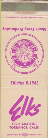 Matchbook Cover - Matchbook Cover Elks Club Torrance CA