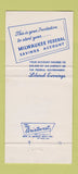 Matchbook Cover - Milwaukee Federal Savings and Loan WI 1961 30 Strike