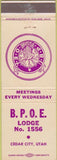 Matchbook Cover - Matchbook Cover Elks Club Cedar City UT
