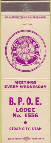 Matchbook Cover - Matchbook Cover Elks Club Cedar City UT