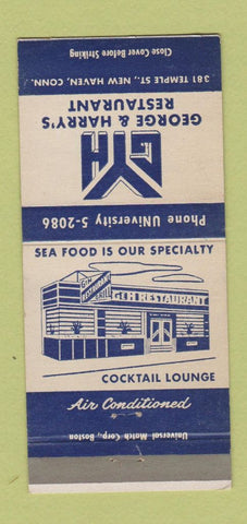 Matchbook Cover - George and Harry's Restaurant New Haven CT 30 Strike