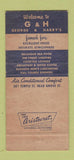 Matchbook Cover - George and Harry's Restaurant New Haven CT 30 Strike