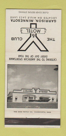 Matchbook Cover - Y Club Motel Garrison MN 30 Strike