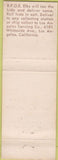 Matchbook Cover - Matchbook Cover Elks Club Los Angeles CA hide tanning WEAR