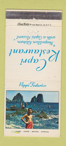 Matchbook Cover - Capri Restaurant Italian New York City WEAR 30 Strike