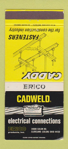 Matchbook Cover Cadwell Electrical Connectors Cleveland OH Erico WEAR 30 Strike