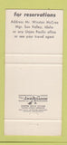 Matchbook Cover - Sun Valley ID Resort Union Pacific Railroad 30 Strike