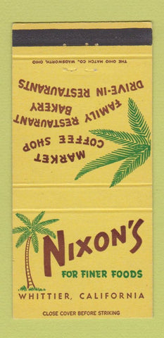 Matchbook Cover - Nixon's Restaurant Whittier CA 30 Strike