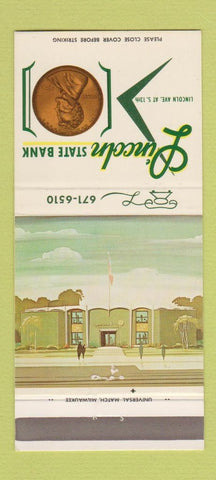 Matchbook Cover - Lincoln State Bank Milwaukee? WI 30 Strike
