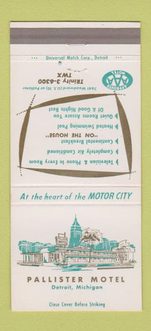 Matchbook Cover - Pallister Motel Detroit MI 30 Strike
