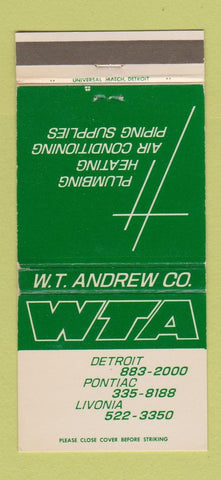 Matchbook Cover - WTA Plumbing Heating Detroit Pontiac Livonia MI 30 Strike