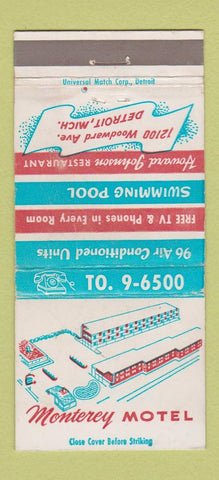 Matchbook Cover - Monterey Motel Detroit MI 30 Strike