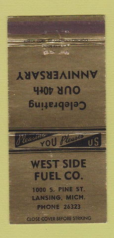 Matchbook Cover - West Side Fuel Lansing MI GOLD 30 Strike