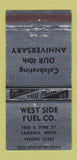 Matchbook Cover - West Side Fuel Lansing MI SILVER 30 Strike