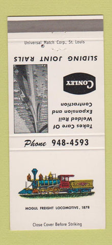 Matchbook Cover - Conley Sliding Joint Rails Memphis TN railroad 30 Strike